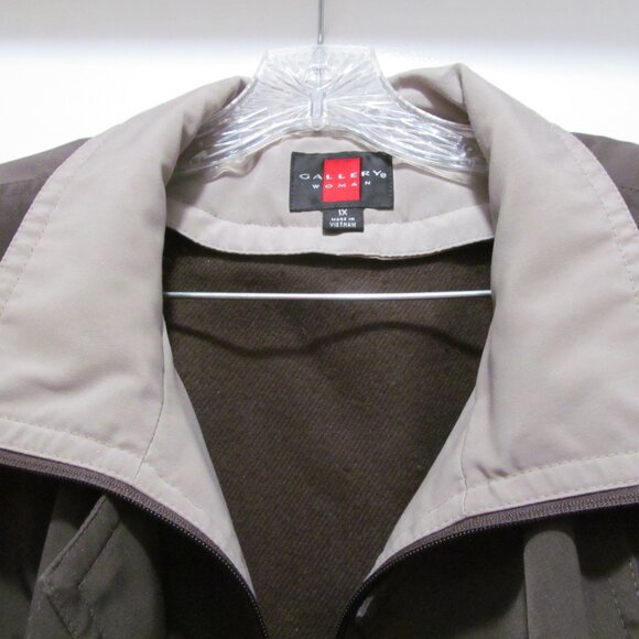 Gallery Womens Coat ~ Zip Out Liner ~ Snap Front ~ Brown & Mushroom Taupe Sz 1X - Picture 8 of 16